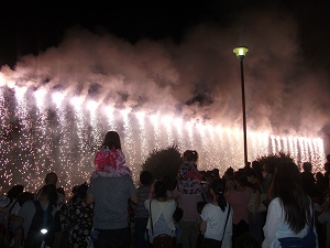 原宿自治会納涼盆踊り大会の花火の写真