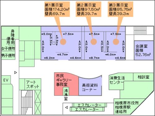 相模原市民ギャラリー　フロア案内図