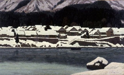 「雪と河畔の町」の画像