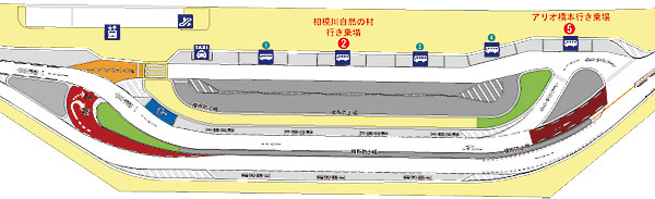 橋本駅南口駅前広場改良後の乗場案内図