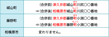 表：「住所の表示」の例