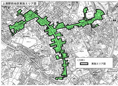 上溝駅前地区実施エリア図