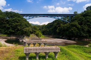 沢山の自然ときれいな道志川の河原で1