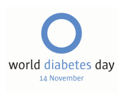 世界糖尿病デーのキャンペーンに用いられる青い丸をモチーフにした「ブルーサークル」のロゴ