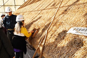 古民家園の茅葺屋根葺き替え修繕現場の画像4