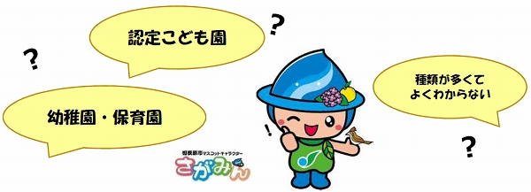さがみん？イラスト「幼稚園・保育園」「認定こども園」「種類が多くてよくわからない」