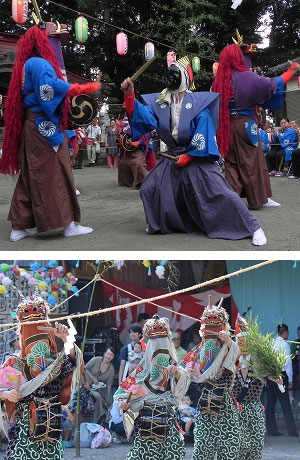 大島の諏訪明神秋季例大祭の写真と下九沢御嶽神社例大祭の写真