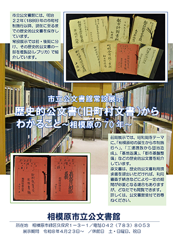 「歴史的公文書(旧町村文書)からわかること」ポスター